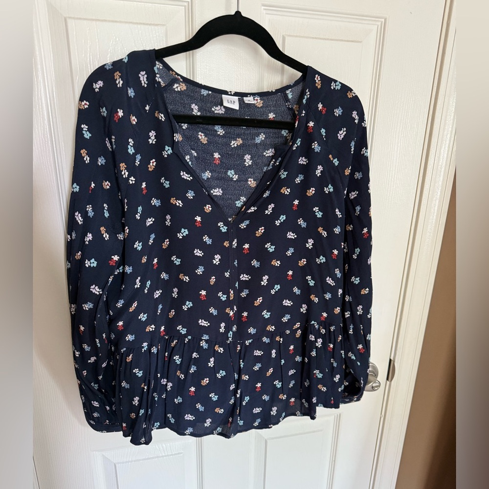 GAP Navy Floral Blouse